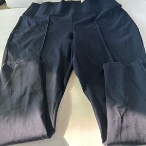 NWT Nine West Navy Ponte Front Seam Wide Waist Band Leggings